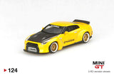 MINI GT #124 Pandem Nissan GT-R R35 Metallic Yellow w/Carbon Duck Tail