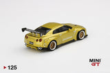 MINI GT #125 Pandem Nissan GT-R (R35) Cosmopolitan Yellow GT Wing RHD