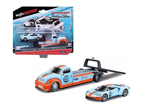 Maisto 1:64 Flatbed / 2019 Ford GT Heritage Edition #9 GULF