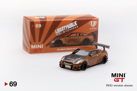MINI GT #69 Nissan GT-R R35 Type 2, Rear Wing ver 3 Metallic Brown