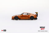 MINI GT #69 Nissan GT-R R35 Type 2, Rear Wing ver 3 Metallic Brown