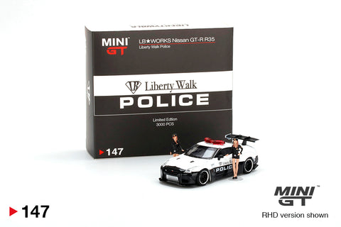 MINI GT #147 Liberty Walk Nissan GT-R R35 Type 1,Rear Wing Version 1 JDM Police