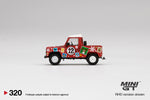 MINI GT #320 1:64 Land Rover Defender 90 Pickup 2021 Santa Claus & Deer Model