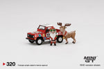 MINI GT #320 1:64 Land Rover Defender 90 Pickup 2021 Santa Claus & Deer Model