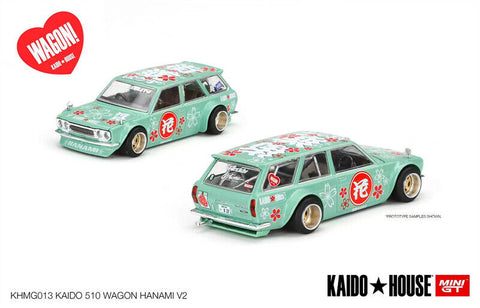 Kaido House x MINI GT Datsun KAIDO 510 Wagon Hanami V2 Green RHD