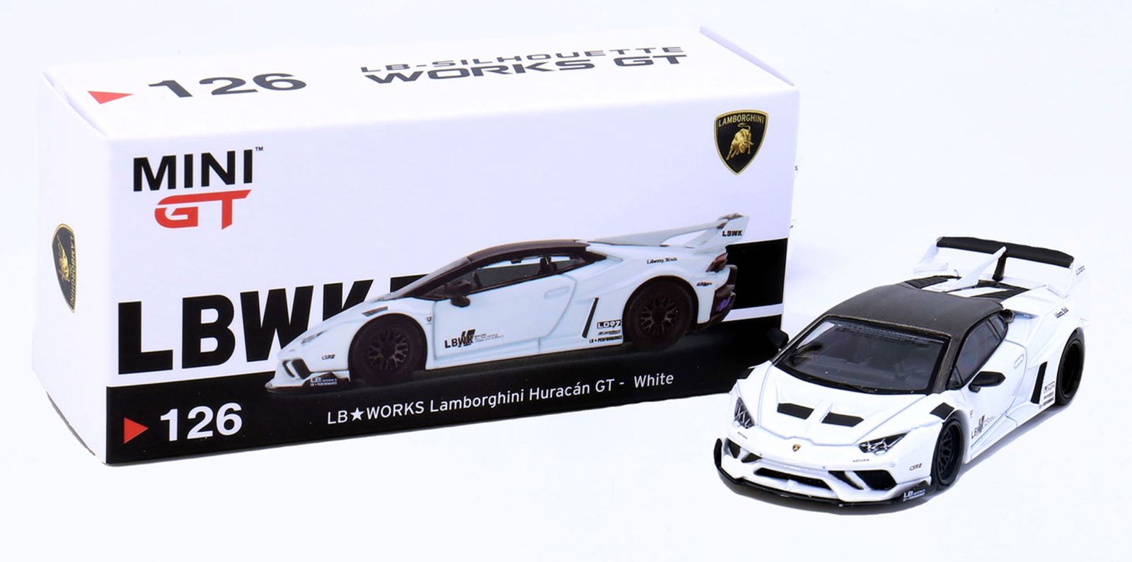 MINI GT LB★WORKS Lamborghini Huracan GT MINI GT 148 LB WORKS Lamborghini Huracán ver. 1 White w/ Red