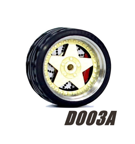 Alloy Wheels Pack with Rubber Tires 1/64 [D003A]