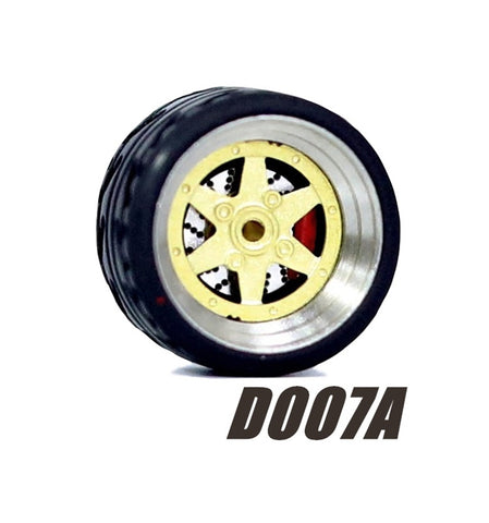 Alloy Wheels Pack with Rubber Tires 1/64 [D007A]