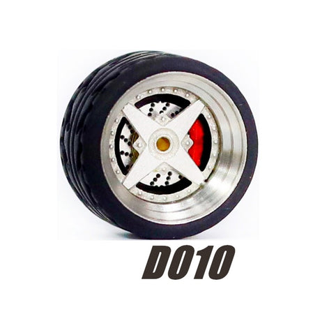 Alloy Wheels Pack with Rubber Tires 1/64 [D010]