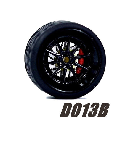 Alloy Wheels Pack with Rubber Tires 1/64 [D013B]