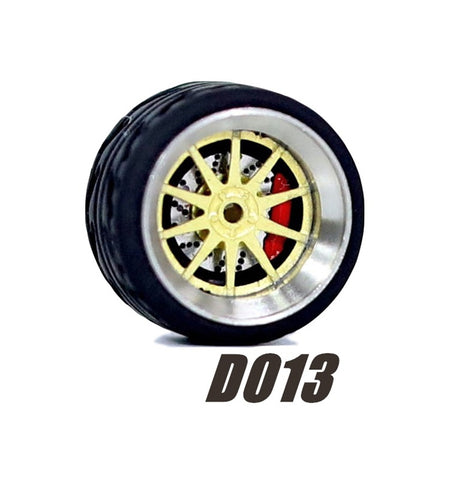 Alloy Wheels Pack with Rubber Tires 1/64 [D013]
