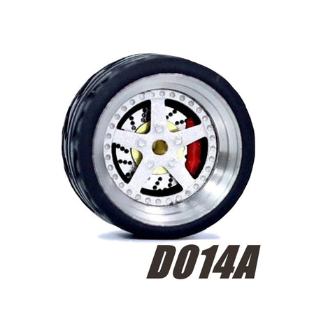 Alloy Wheels Pack with Rubber Tires 1/64 [D014A]