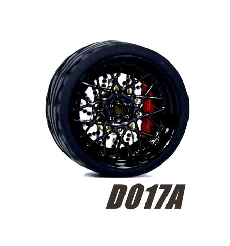 Alloy Wheels Pack with Rubber Tires 1/64 [D017A]
