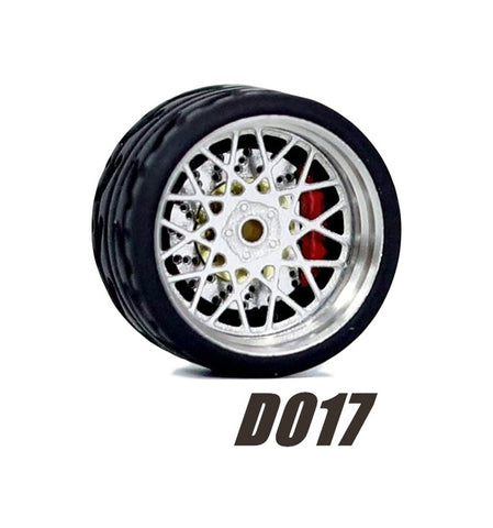 Alloy Wheels Pack with Rubber Tires 1/64 [D017]
