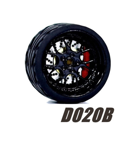 Alloy Wheels Pack with Rubber Tires 1/64 [D020B]