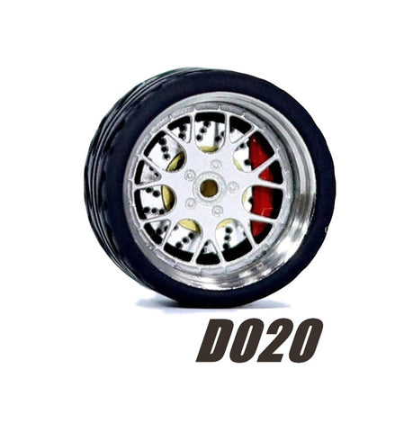 Alloy Wheels Pack with Rubber Tires 1/64 [D020]