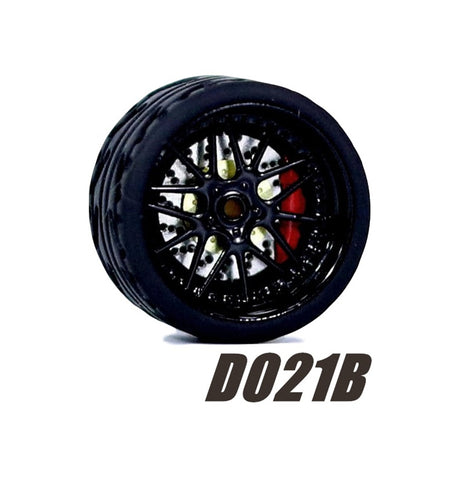Alloy Wheels Pack with Rubber Tires 1/64 [D021B]