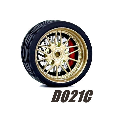 Alloy Wheels Pack with Rubber Tires 1/64 [D021C]