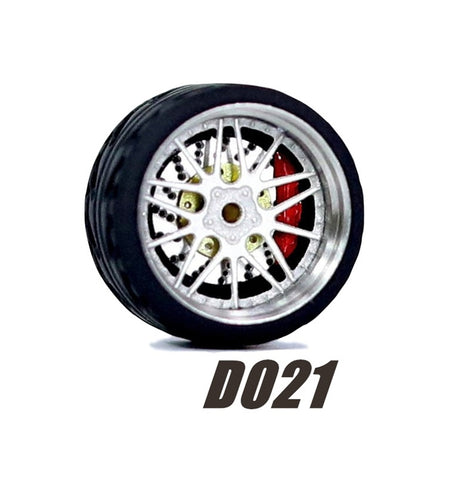 Alloy Wheels Pack with Rubber Tires 1/64 [D021]