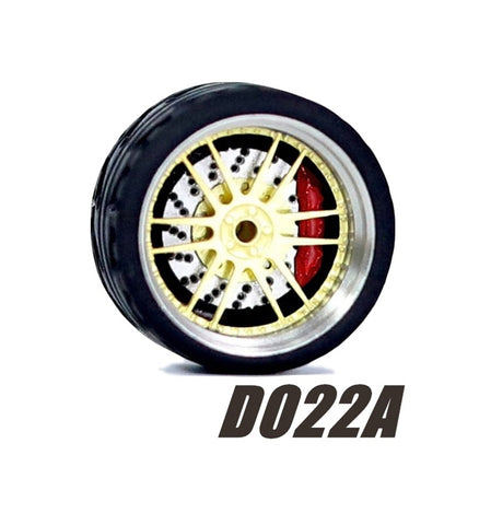 Alloy Wheels Pack with Rubber Tires 1/64 [D022A]