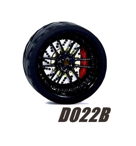 Alloy Wheels Pack with Rubber Tires 1/64 [D022B]