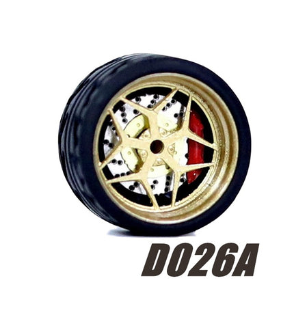 Alloy Wheels Pack with Rubber Tires 1/64 [D026A]