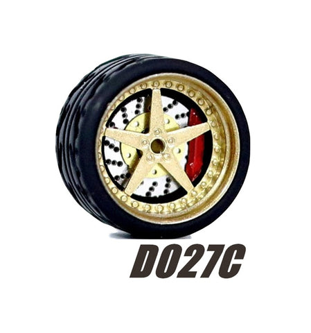 Alloy Wheels Pack with Rubber Tires 1/64 [D027C]