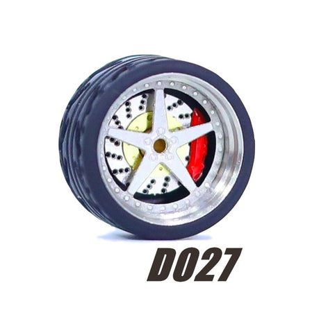 Alloy Wheels Pack with Rubber Tires 1/64 [D027]