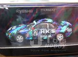 Kyosho x Tarmac Works 1/64 Nissan Skyline GT-R R32 HKS #87 with Oil Can - COLLAB