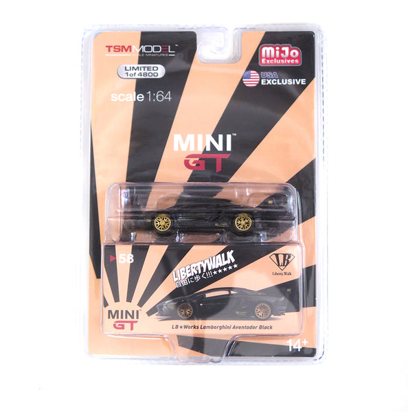 MINI GT #58 LB-Works Lamborghini Aventador - Black - MiniGT