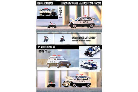 INNO64 1/64 HONDA CITY TURBO II Japanese Police Car Concept Livery w MOTOCOMPO