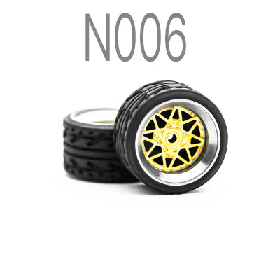 Alloy Wheels Pack with Rubber Tires 1/64 [N006]