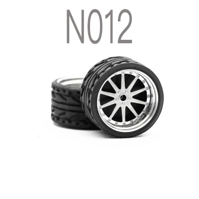 Alloy Wheels Pack with Rubber Tires 1/64 [N012]