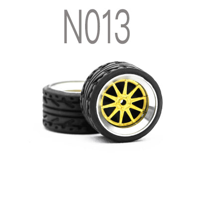 Alloy Wheels Pack with Rubber Tires 1/64 [N013]