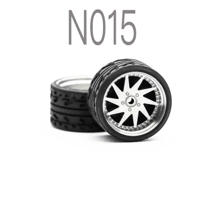 Alloy Wheels Pack with Rubber Tires 1/64 [N015]