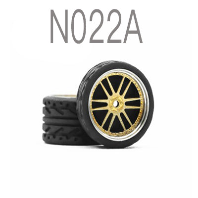 Alloy Wheels Pack with Rubber Tires 1/64 [N022A]