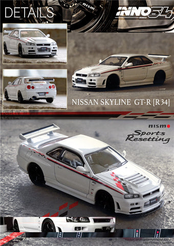 INNO64 1:64 Nissan Skyline GT-R R34 (White) Nismo Sports Resetting