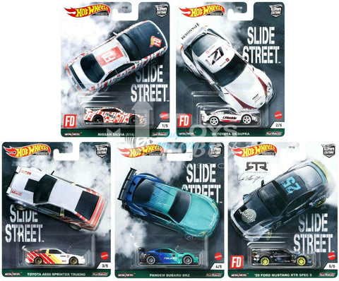 Hot Wheels Premium 2021 Car Culture E Case Slide Street Set of 5 Cars