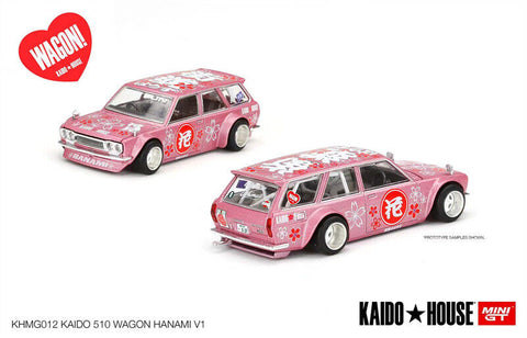 Kaido House x MINI GT Datsun KAIDO 510 Wagon Hanami V1 Pink RHD