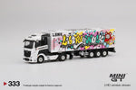 MINI GT #333 1:64 Model Truck Mercedes-Benz Actros LBWK 40' Container Kuma Graffiti