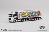 MINI GT #333 1:64 Model Truck Mercedes-Benz Actros LBWK 40' Container Kuma Graffiti