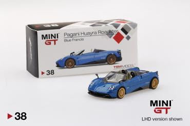 Mini GT #38 Pagani Huayra Roadster Blue Francia LHD