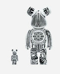 Medicom Beabrick x H.R. GIGER White Chrome w/ Box Figure JP BE@RBRICK 100% & 400%