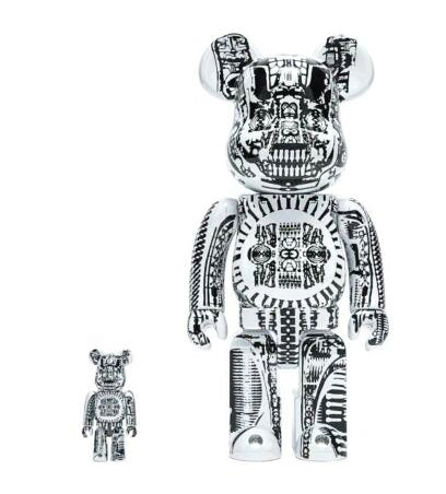 Medicom Beabrick x H.R. GIGER White Chrome w/ Box Figure JP BE